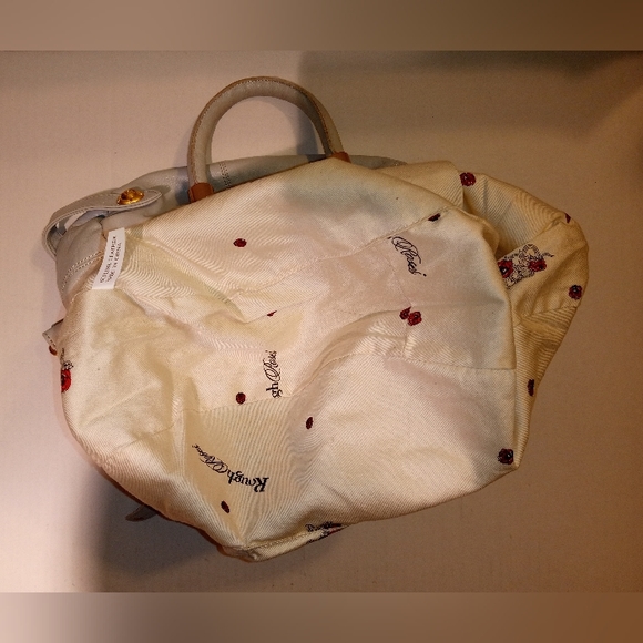 Rough Roses Handbag Dove Gray Satchel/Crossbody w/ Gold tone Hardware - Picture 15 of 16